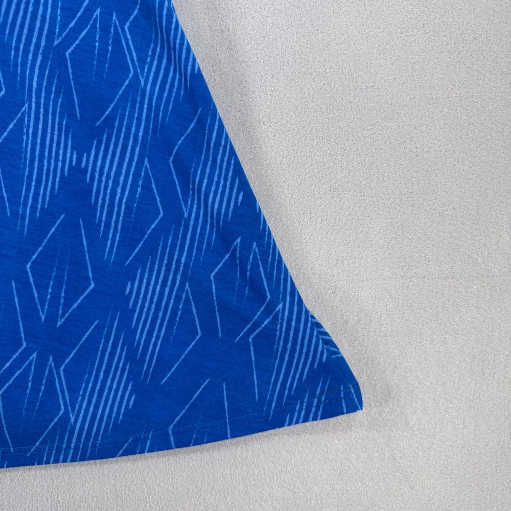LuLaRoe Maxi Skirt Blue Geometric Diamond Print Fold Over Waist M - Picture 4 of 10